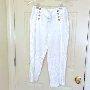 NWT 100% Linen J. Jill White Pant Size 6 Petite